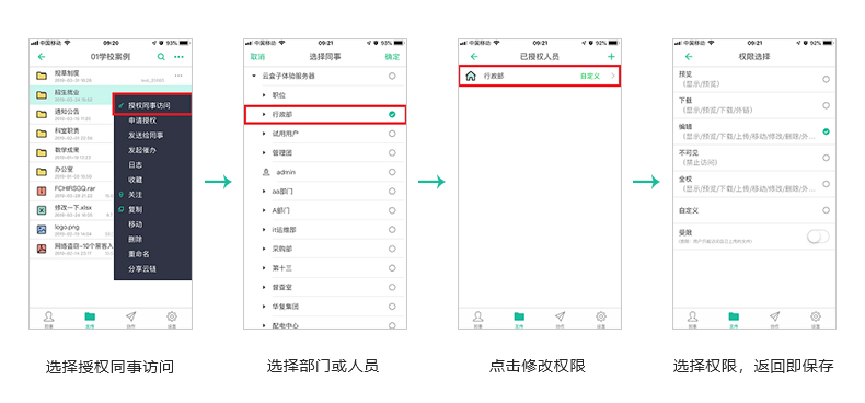 企业网盘,企业云盘,iOS客户端文件权限设置,文档权限,文档权限设置,文件权限共享