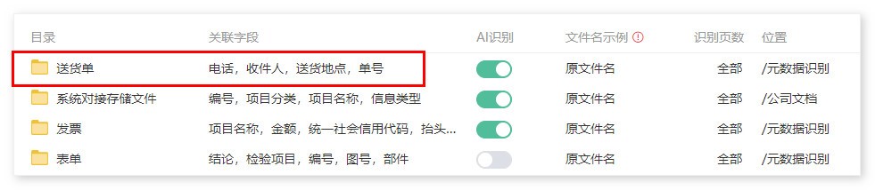 AI元数据识别,企业网盘,批量识别,送货单识别收件信息